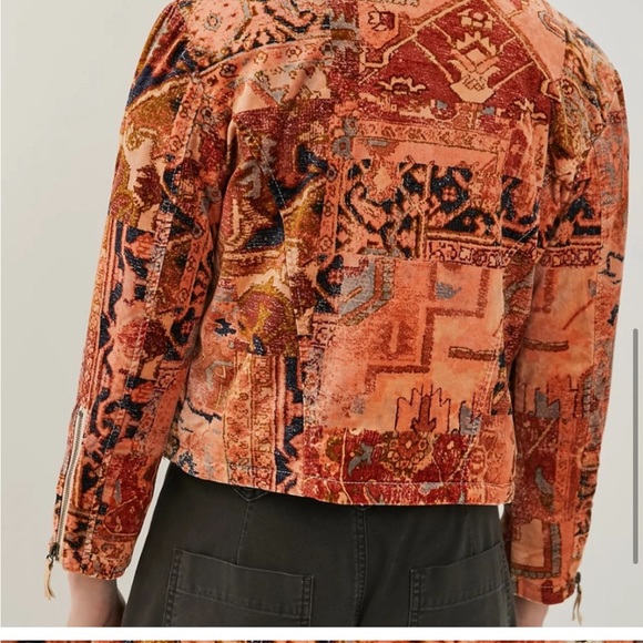 Anthropologie Tapestry Cropped Velvet Moto Jacket - Picture 8 of 12